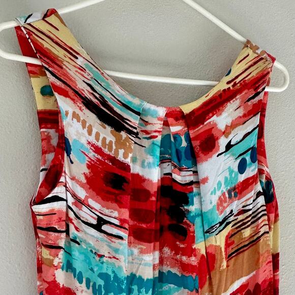 AGB colorful high neck pleated skirt maxi long resort wear vacation sun dress Sm - Picture 5 of 14